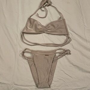 AGUA COCO Metallic Gold Bikini Set